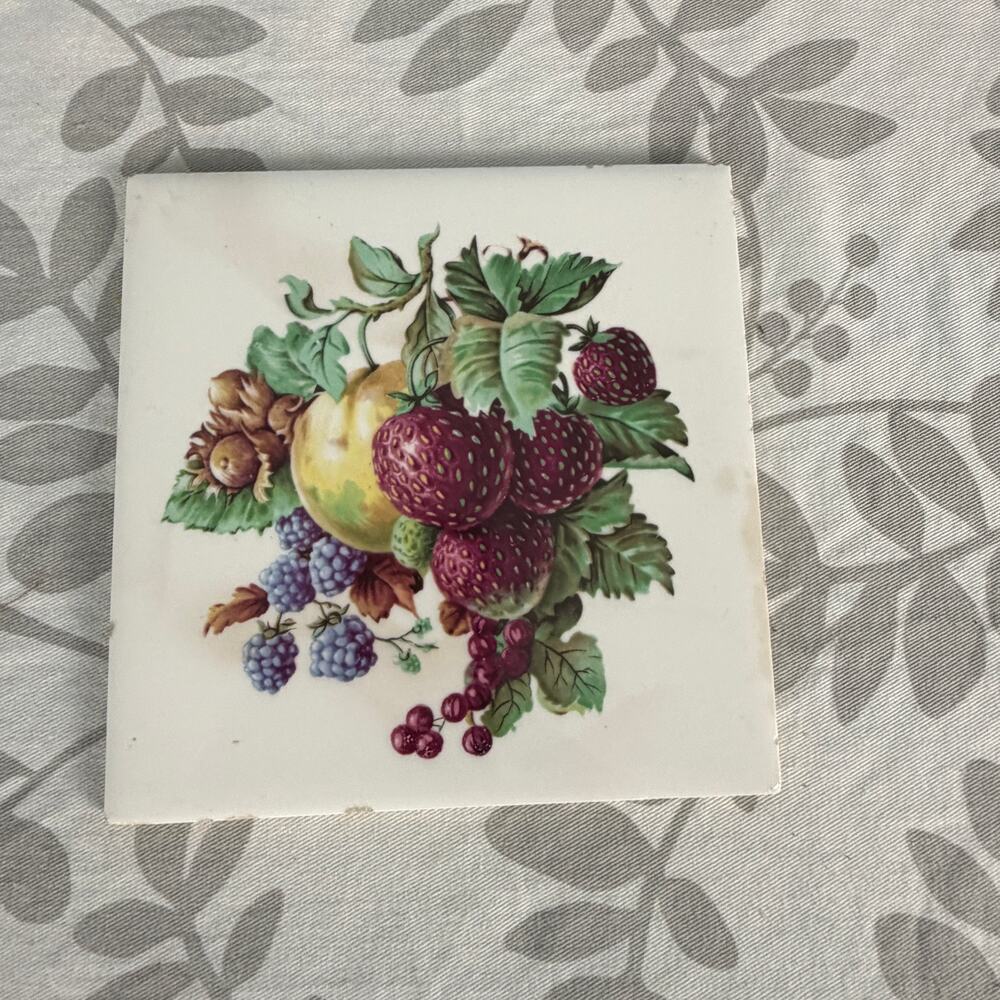 Vintage Fruit Tile 6x6 Cottagecore English Country Kitchen grandmillenial